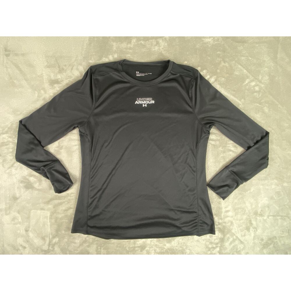 Under Armour Womens XL Black Long Sleeve Top Fitted Stretch Athletic